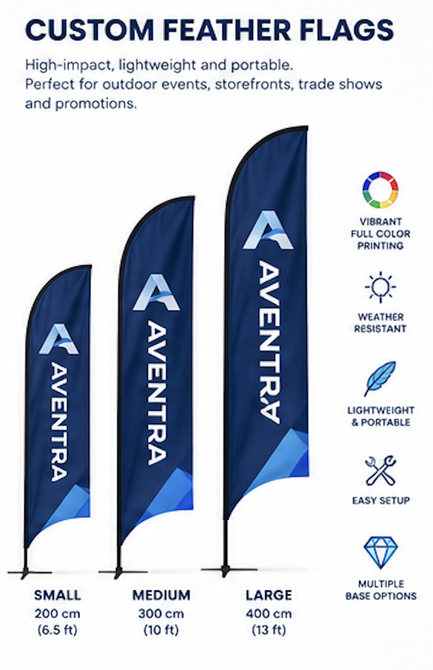 Flag shape options: concave, straight and convex