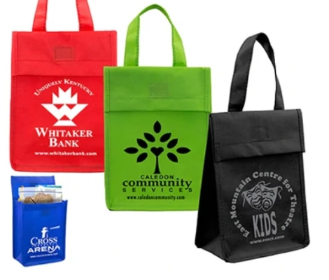 Custom printed lunch bags in several colors