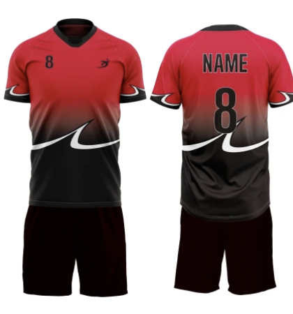Custom print rugby jersey and shorts, front and back