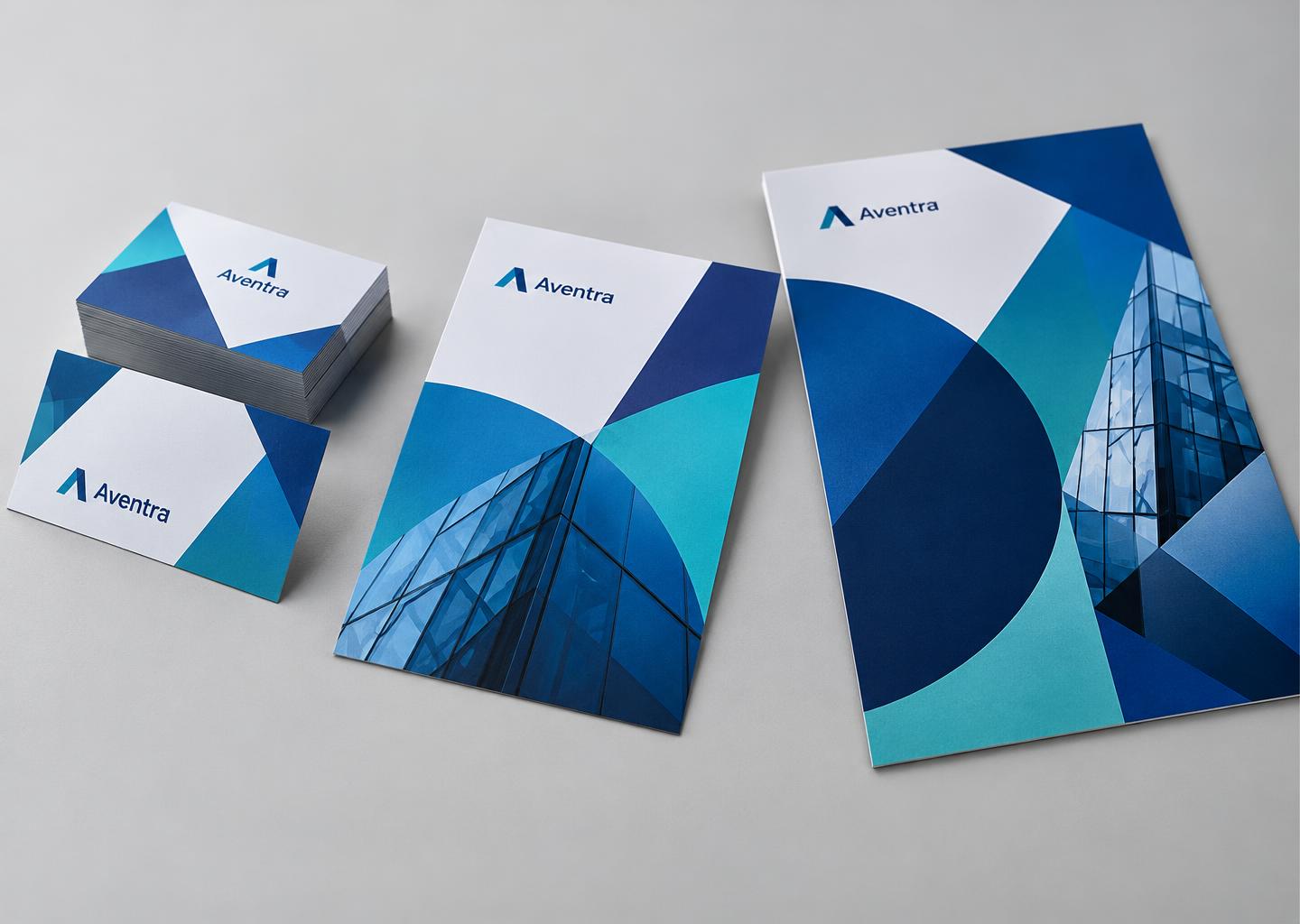 Aventra printed cards, flyers and posters